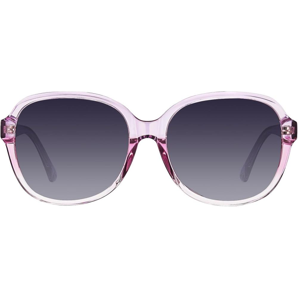 imageCARFIA Acetate Polarized Sunglasses for Women UV Protection Retro Trendy Big Sunnies CA202482 Purple Pink Frame Gray Gradient Lens