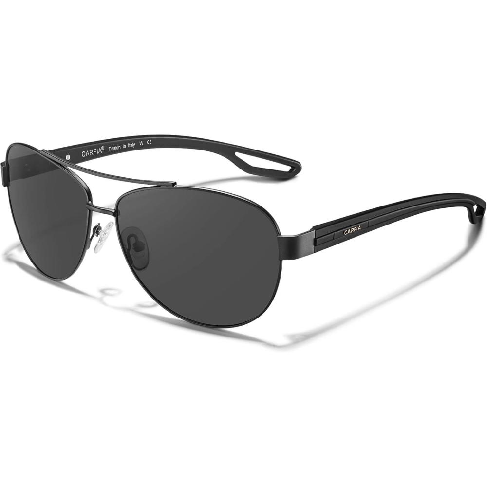 imageCARFIA Polarized Sunglasses for Women UV Protection UltraLightweight Comfort Metal Frame Driving Glasses CA32104 Grey Lens Matte Metal Frame