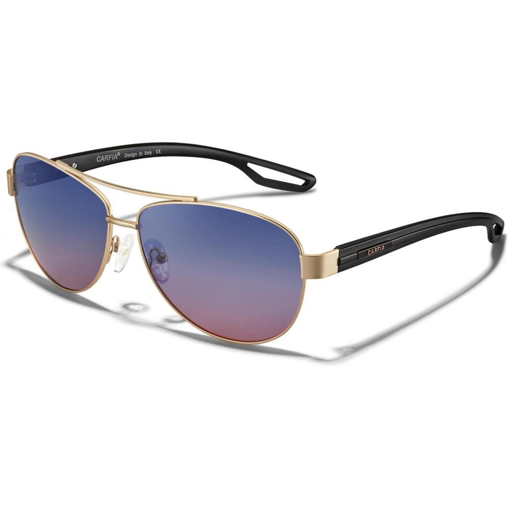 imageCARFIA Polarized Sunglasses for Women UV Protection UltraLightweight Comfort Metal Frame Driving Glasses CA32107 Two Tone Blue Lens