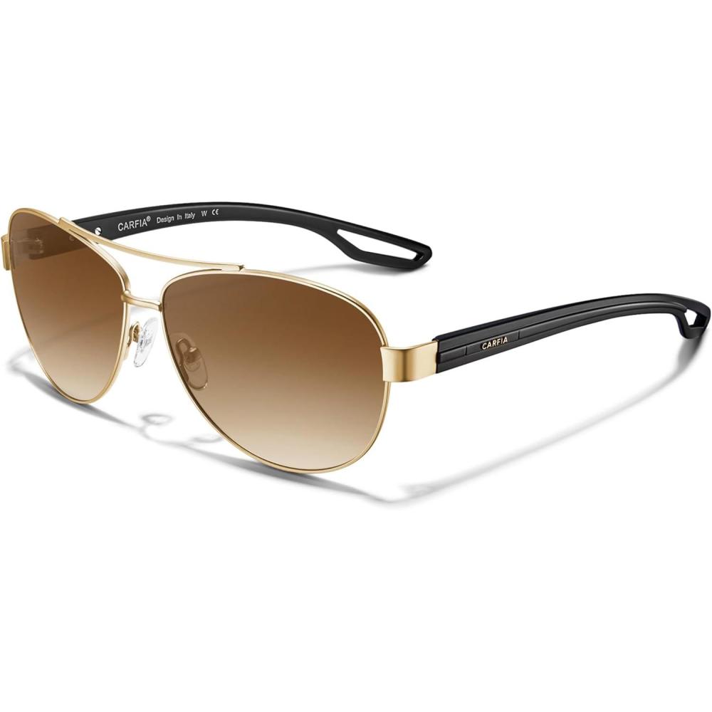 imageCARFIA Polarized Sunglasses for Women UV Protection UltraLightweight Comfort Metal Frame Driving Glasses CA32109 Brown Gradient Lens Small 59mm