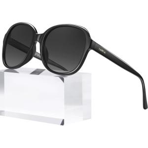 CARFIA Acetate Polarized Sunglasses for Women UV Protection Retro Trendy Big Sunnies CA2024(1. Gray Gradient Lens)