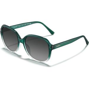 CARFIA Acetate Polarized Sunglasses for Women UV Protection Retro Trendy Big Sunnies CA2024(8-1. Clear Green Frame Gray Gradient Lens)