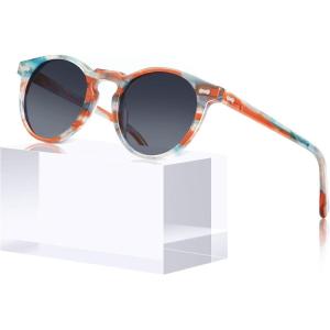 CARFIA Polarized Sunglasses for Women UV Protection Small Face Acetate Frame CA5288(9. Grey Gradient Lens)