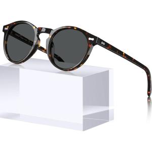 CARFIA Polarized Sunglasses for Women UV Protection Small Face Acetate Frame CA5288(9. Grey Lenses)