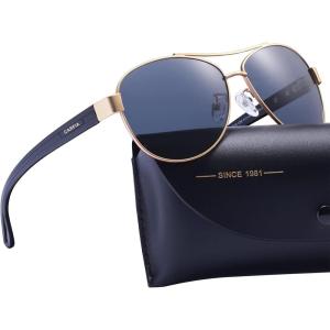 CARFIA Polarized Sunglasses for Women UV Protection Ultra-Lightweight Comfort Metal Frame Driving Glasses CA3210(5. Blue Grey Lens Matte Metal Frame)