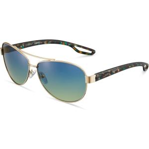 CARFIA Polarized Sunglasses for Women UV Protection Ultra-Lightweight Comfort Metal Frame Driving Glasses CA3210(7. Blue Green Gradient Lens Polished Metal Frame)