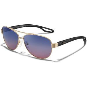 CARFIA Polarized Sunglasses for Women UV Protection Ultra-Lightweight Comfort Metal Frame Driving Glasses CA3210(7. Two Tone Blue Lens)