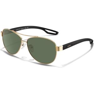 CARFIA Polarized Sunglasses for Women UV Protection Ultra-Lightweight Comfort Metal Frame Driving Glasses CA3210(8. Green Lens)