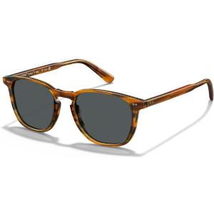 CARFIA Retro Polarized Sunglasses for Women Small and Medium Face UV Protection, Handcrafted Acetate Frame Sunnies CA5285(9-1. Brown Striped Frame Grey Lens)
