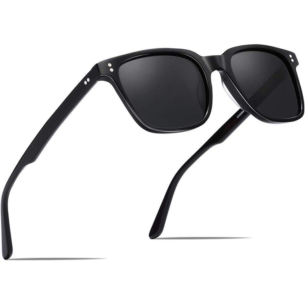 imageCARFIA Acetate Polarized Sunglasses for Women Small Face  AntiGlare UV400 Protection CA53544  Black Frame Grey Lenses