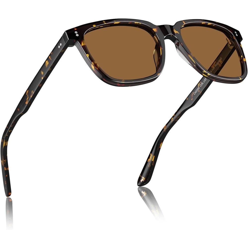 imageCARFIA Acetate Polarized Sunglasses for Women Small Face  AntiGlare UV400 Protection CA53549  Tortoise Frame Brown Lens