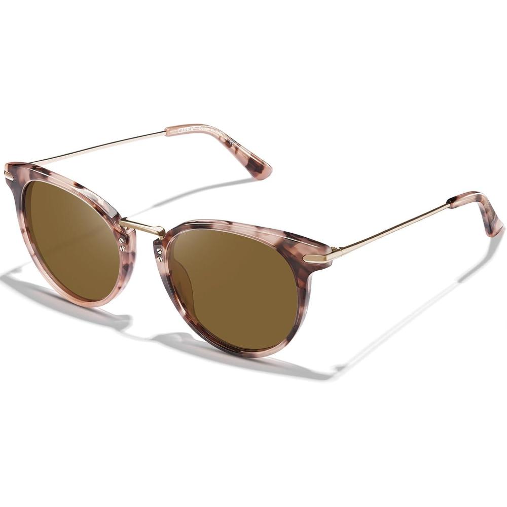 imageCARFIA Fashion Polarized Sunglasses for Women Handcrafted Acetate Sunnies CA50122 Pink Tortoise Frame Brown Lens