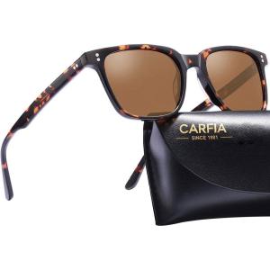 CARFIA Acetate Polarized Sunglasses for Women Small Face – AntiGlare UV400 Protection CA5354(2 – Tortoise Frame Brown Lens)