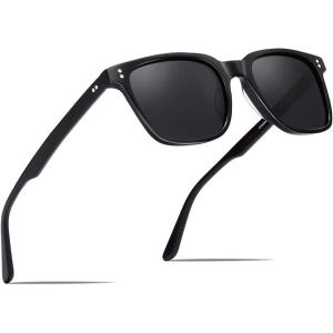 CARFIA Acetate Polarized Sunglasses for Women Small Face – AntiGlare UV400 Protection CA5354(4 – Black Frame Grey Lenses)