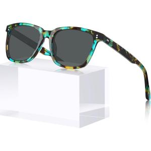 CARFIA Acetate Polarized Sunglasses for Women Small Face – AntiGlare UV400 Protection CA5354(5 – Flowers Frame Grey Gradient Lens)