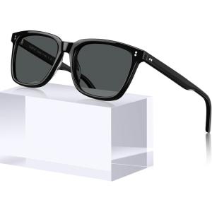 CARFIA Acetate Polarized Sunglasses for Women Small Face – AntiGlare UV400 Protection CA5354(7 – Black Grey Lenses)