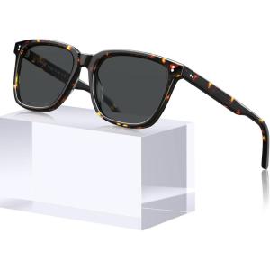 CARFIA Acetate Polarized Sunglasses for Women Small Face – AntiGlare UV400 Protection CA5354(7 – Grey Lenses)