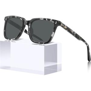 CARFIA Acetate Polarized Sunglasses for Women Small Face – AntiGlare UV400 Protection CA5354(8 – Grey Tortoise Grey Lens)