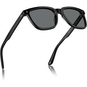 CARFIA Acetate Polarized Sunglasses for Women Small Face – AntiGlare UV400 Protection CA5354(9 – Black Frame Grey Lens)