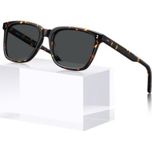 CARFIA Acetate Polarized Sunglasses for Women Small Face – AntiGlare UV400 Protection CA5354(9 – Tortoise Frame Grey Lens)