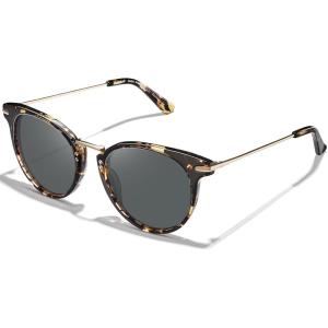 CARFIA Fashion Polarized Sunglasses for Women Hand-crafted Acetate Sunnies CA5012(4. Tortoise Frame Grey Lens)