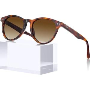 CARFIA Retro Womens Sunglasses Polarized Oval Acetate Durable 5-Barrel Hinges UV400 Protection Shades(2. Tortoise Frame Brown Gradation Lens)