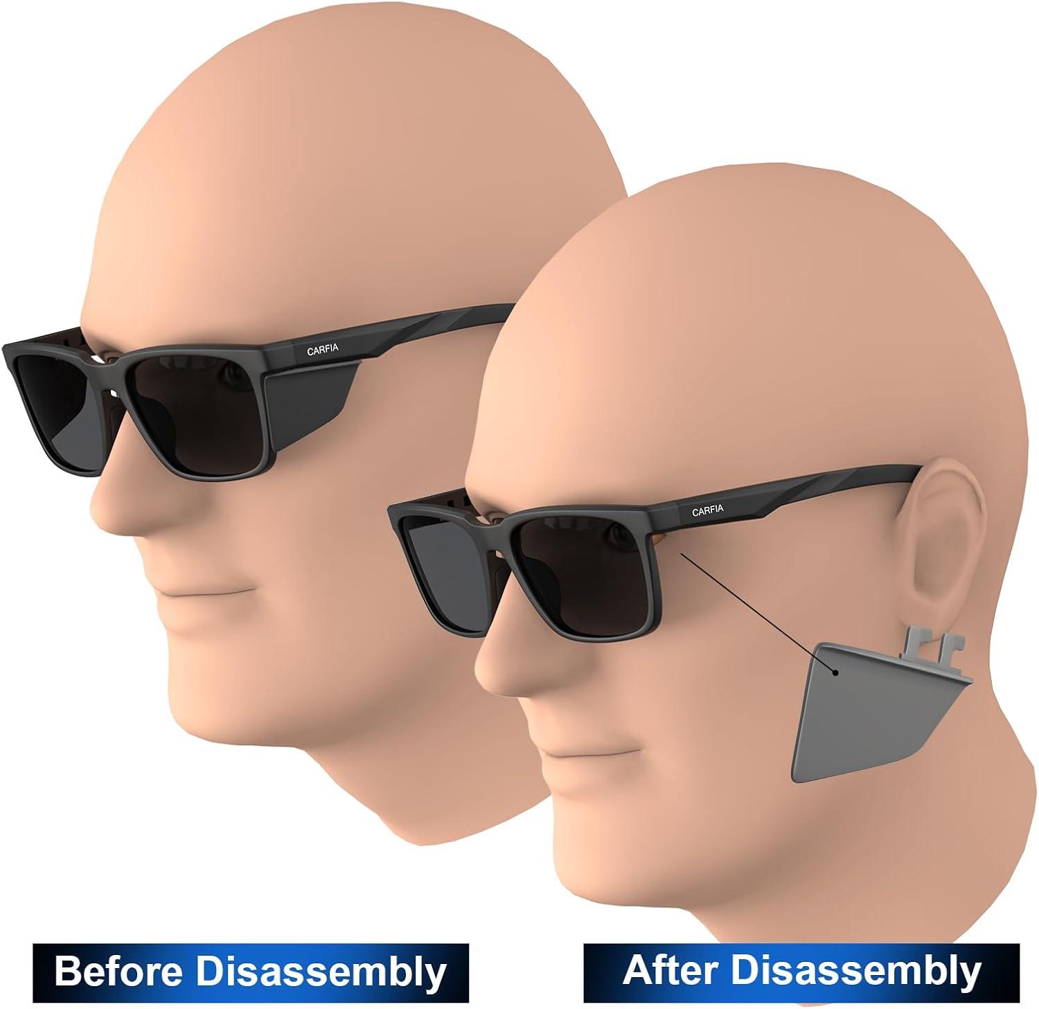 imageCARFIA Sports Casual Polarized Sunglasses For Men Women With Removable Side Shield UV 400 Protection CA09211tortoise Frame Gray Lens