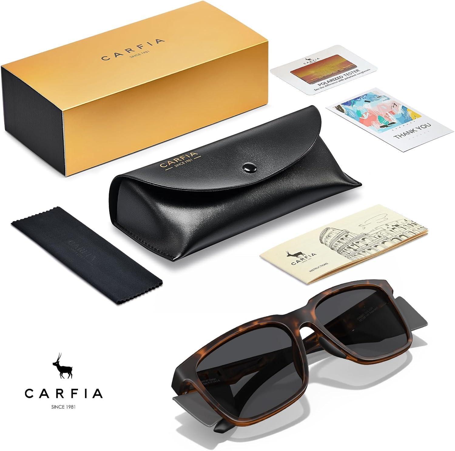 imageCARFIA Sports Casual Polarized Sunglasses For Men Women With Removable Side Shield UV 400 Protection CA09211tortoise Frame Gray Lens