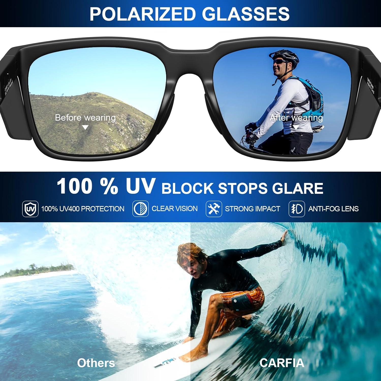 imageCARFIA Sports Casual Polarized Sunglasses For Men Women With Removable Side Shield UV 400 Protection CA09212black Frame Gray Lens