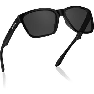 CARFIA Casual Polarized Mens Sunglasses UV400 Protection, Lightweight Unbreakable TR90 Sports Cycling Fishing Glasses CA0951(B: Matte Black Frame Gray Lens)