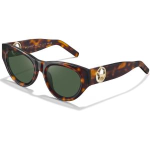 CARFIA Retro Acetate Polarized Cat-Eye Sunglasses for Women UV400 Protection, Designer Glasses Trendy Classic Shades CA1952(Tortoise Frame Green Lenses)