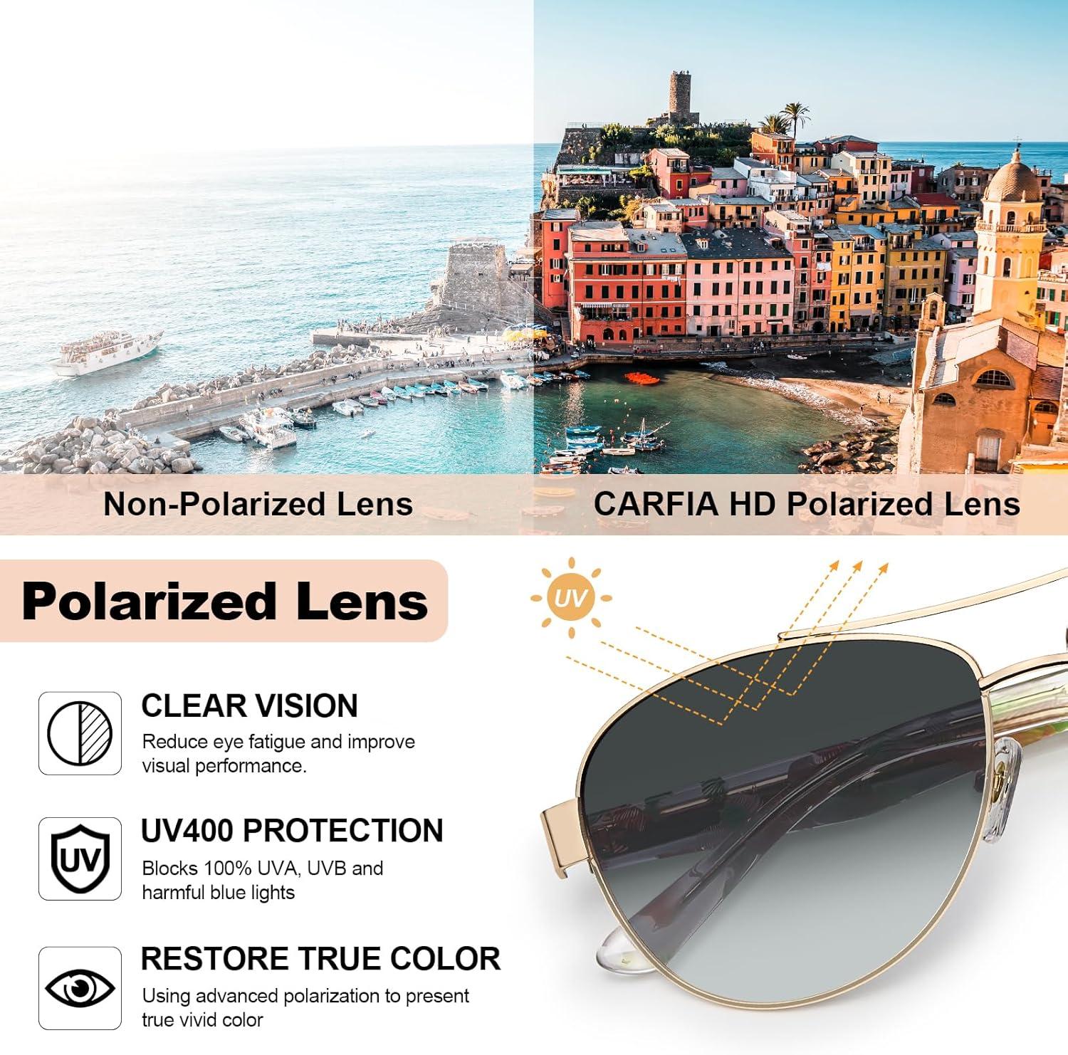 imageCARFIA Acetate Metal Sunglasses for Women Polarized UV Protection Trendy Fashion Style CA23053 Gradient Grey Lens