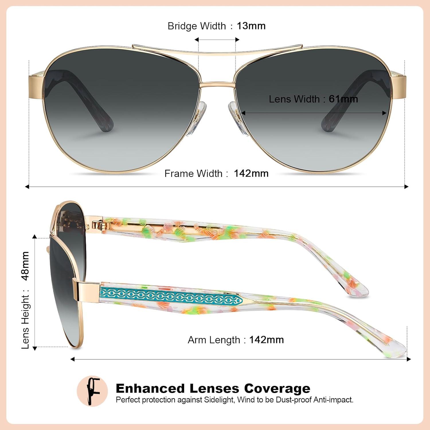 imageCARFIA Acetate Metal Sunglasses for Women Polarized UV Protection Trendy Fashion Style CA23053 Gradient Grey Lens