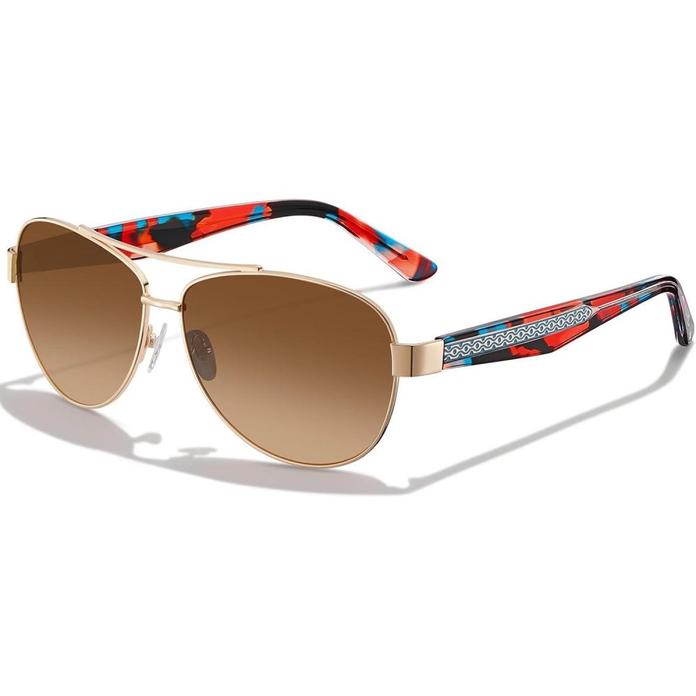 imageCARFIA Acetate Metal Sunglasses for Women Polarized UV Protection Trendy Fashion Style CA23052 Gradient Brown Lens Flower Arms