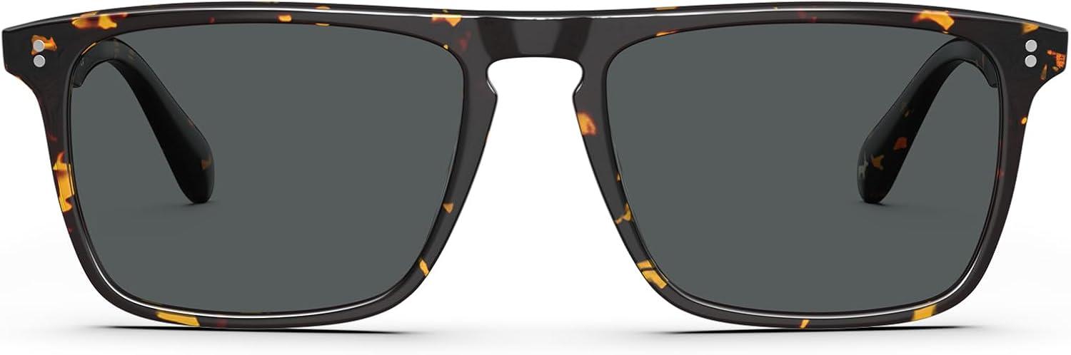 imageCARFIA Retro Polarized Sunglasses for Men UV Protection Handcrafted Acetate Frame Fashion Cool Sun Glasses CA5357294 Tortoise Frame Grey Lenses