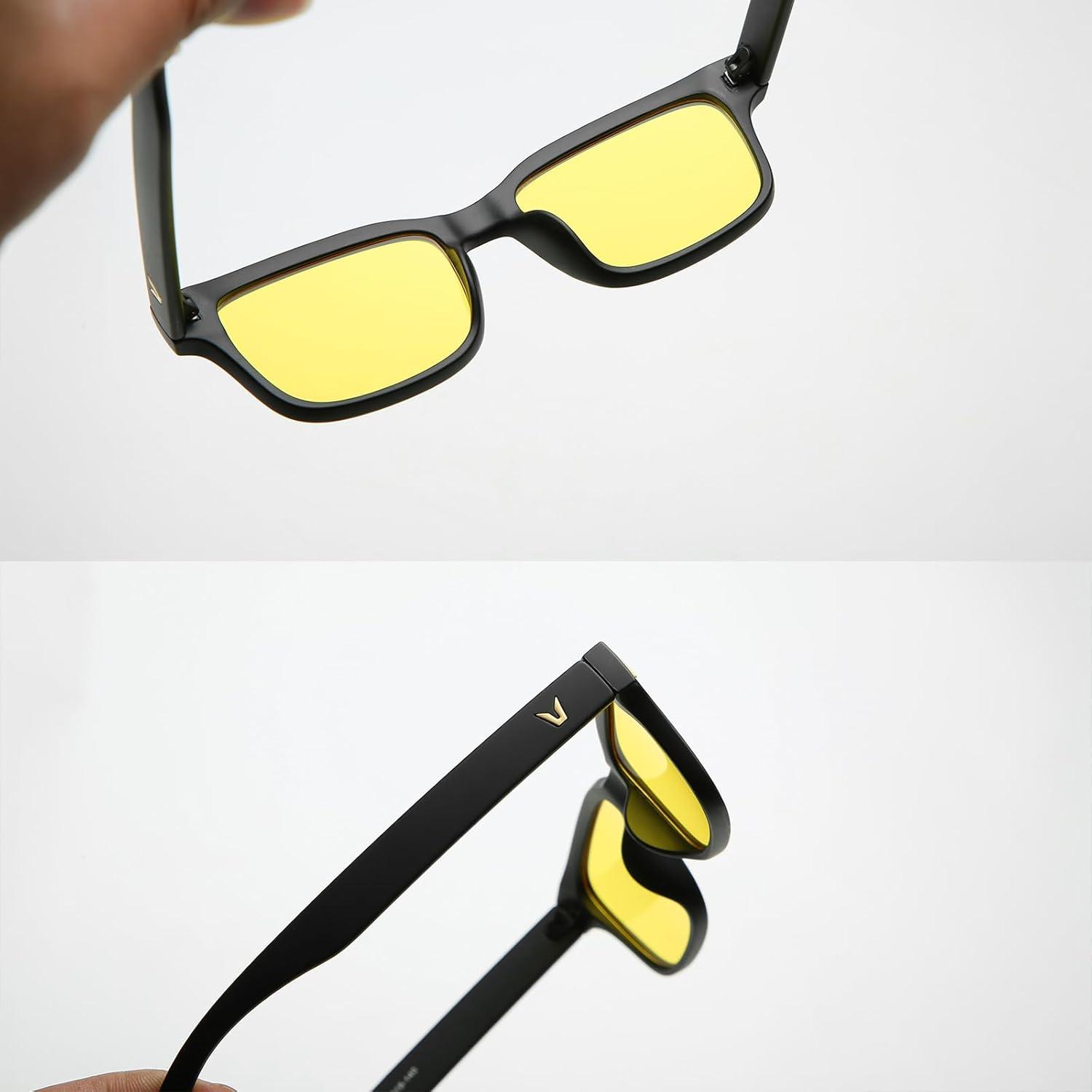 imageCARFIA Night Vision Glasses Driving for Men Women AntiglareSafety HD Yellow Lens Fishing Golf Narrow Face Glasses2 Black Frame Yellow Lens