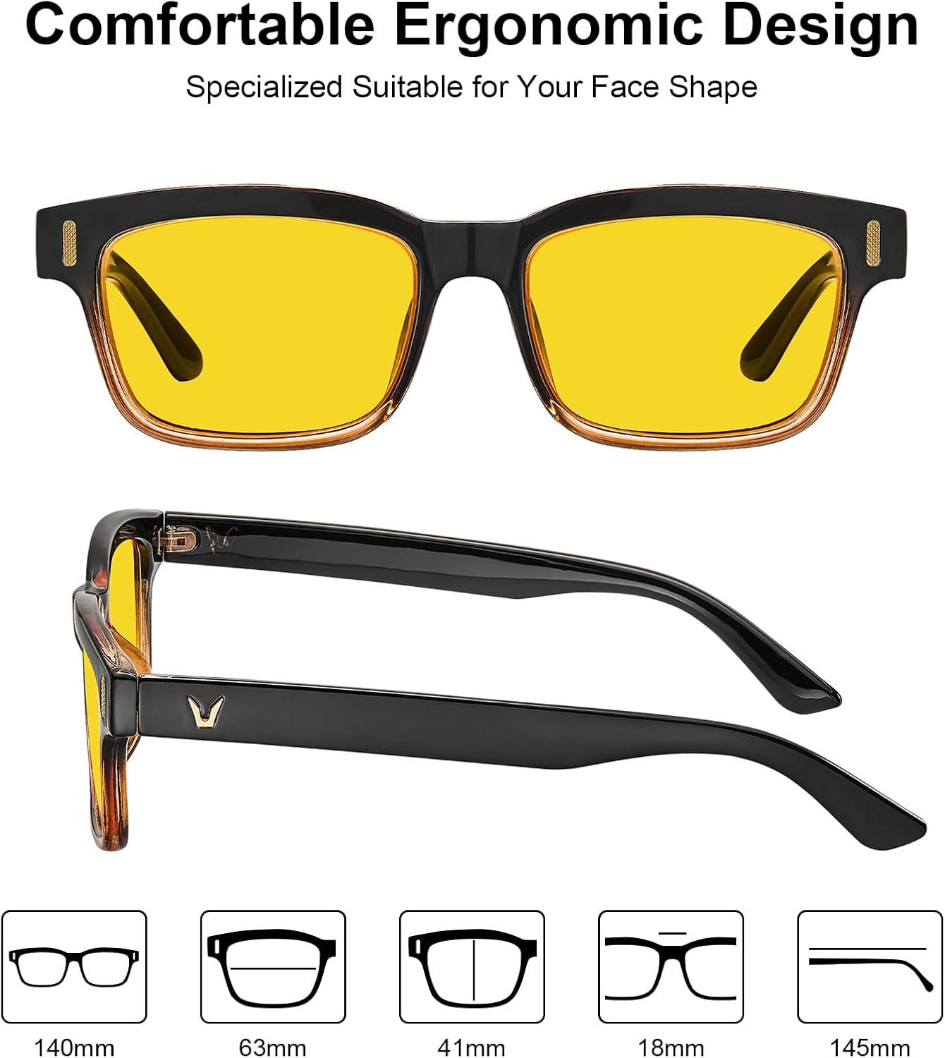 imageCARFIA Night Vision Glasses Driving for Men Women AntiglareSafety HD Yellow Lens Fishing Golf Narrow Face Glasses3 Black Yellow Frame Yellow Lens