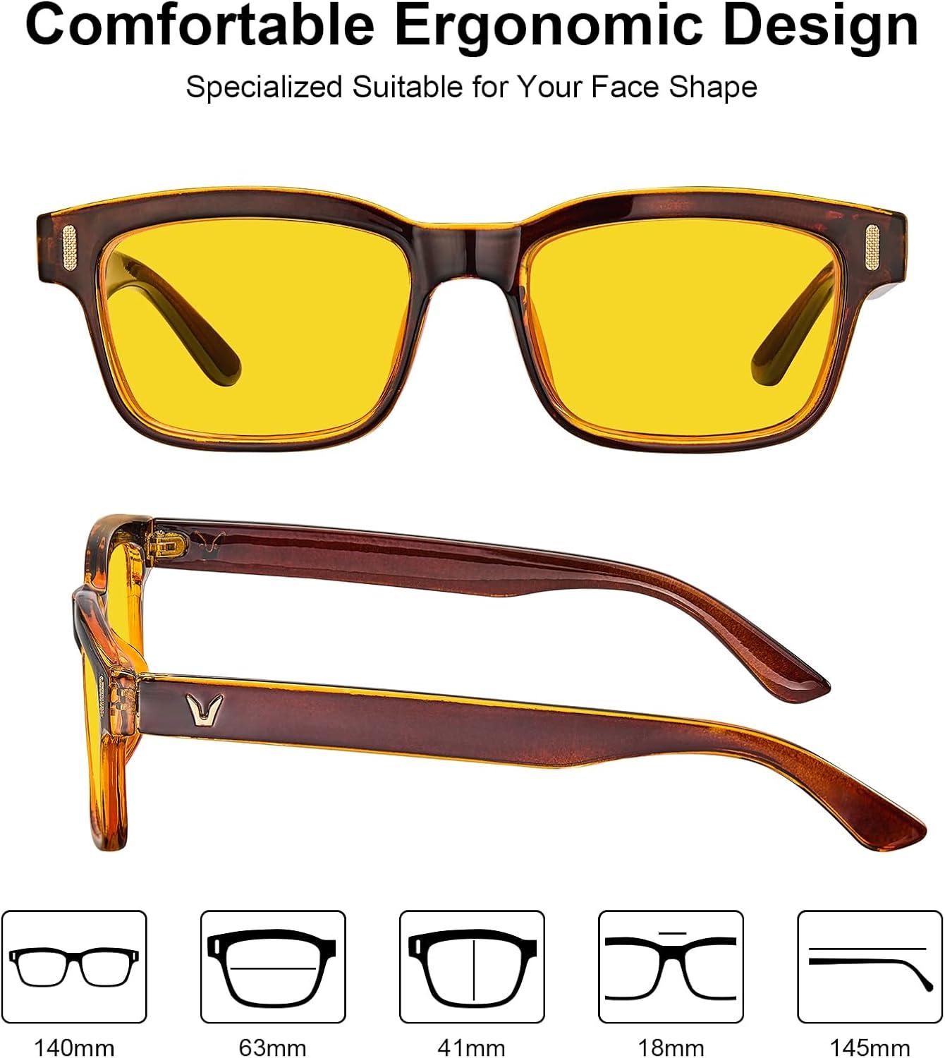 imageCARFIA Night Vision Glasses Driving for Men Women AntiglareSafety HD Yellow Lens Fishing Golf Narrow Face Glasses4 Red Frame Yellow Lens