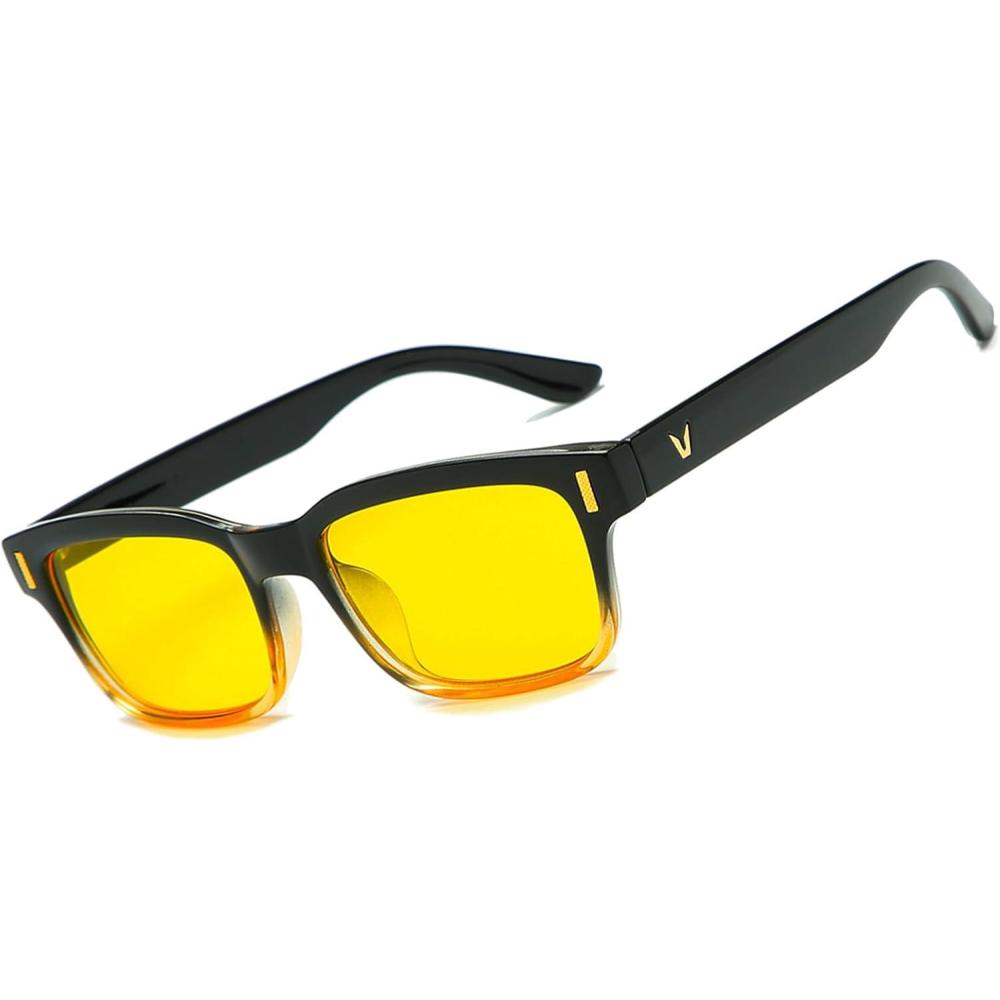 imageCARFIA Night Vision Glasses Driving for Men Women AntiglareSafety HD Yellow Lens Fishing Golf Narrow Face Glasses3 Black Yellow Frame Yellow Lens