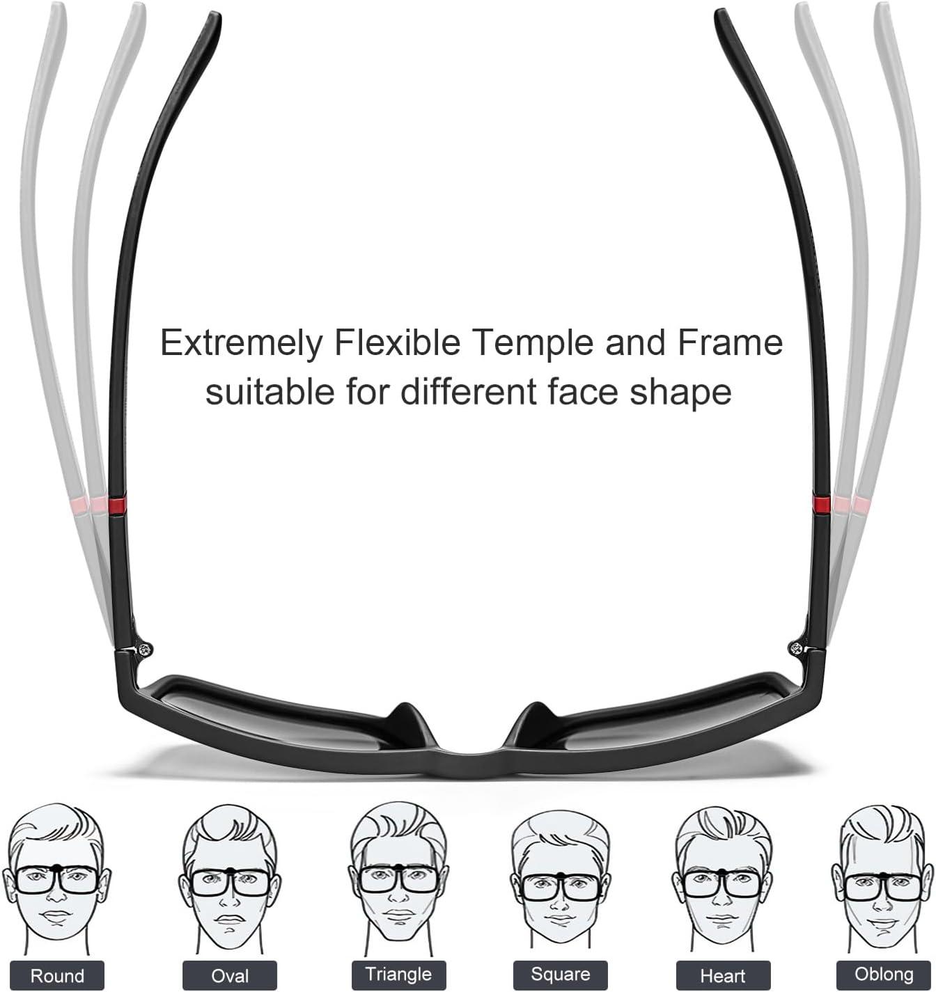 imageCARFIA Grid Temple Polarized Sunglasses for Men UV Protection Sturdy TR90 Frame Cool Square Sun GlassesBlack Frame Grey Lens