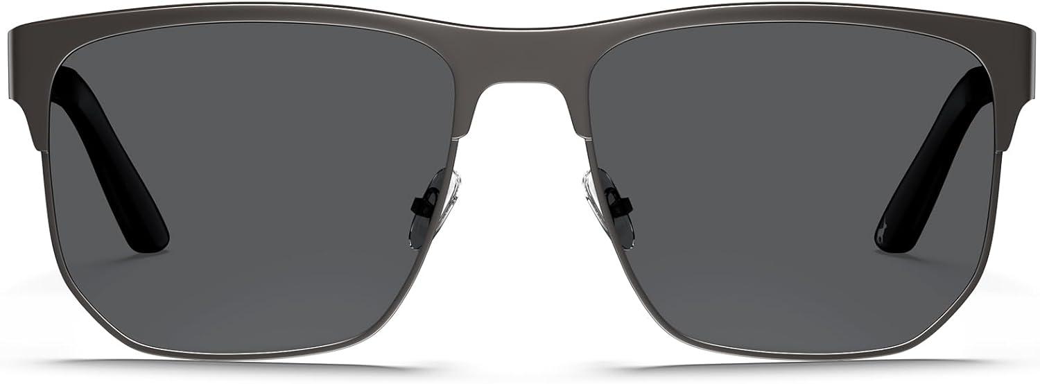 imageCARFIA Square Driving Polarized Sunglasses for Men Spring Hinge Eyewear CA52273 Gun Frame Grey Lens