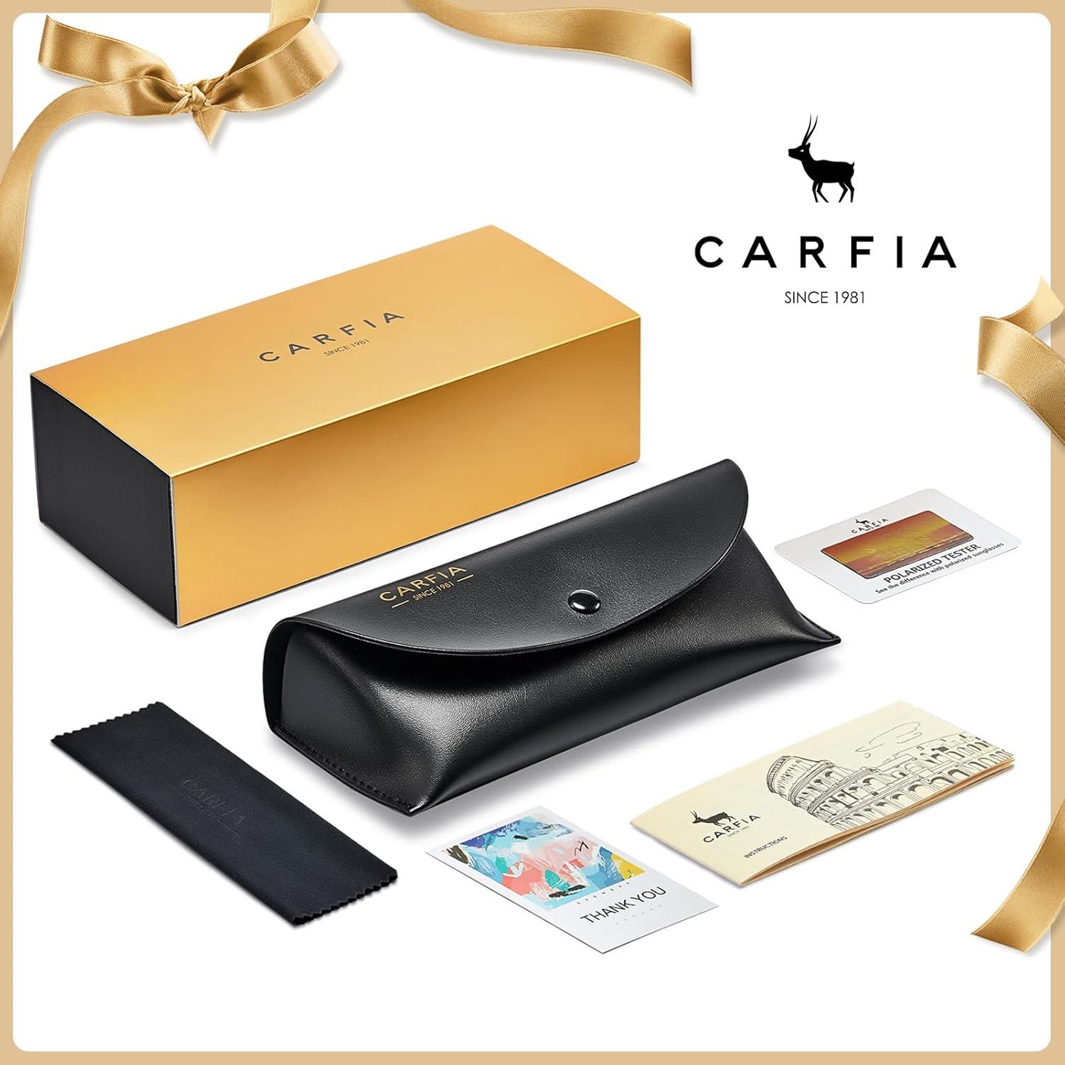 imageCARFIA Retro Cool Acetate Polarized Sunglasses for Men UV Protection Outdoor Fashion Driving Eyewears Male Square Sunnies81 Tortoise Frame Grey Lens