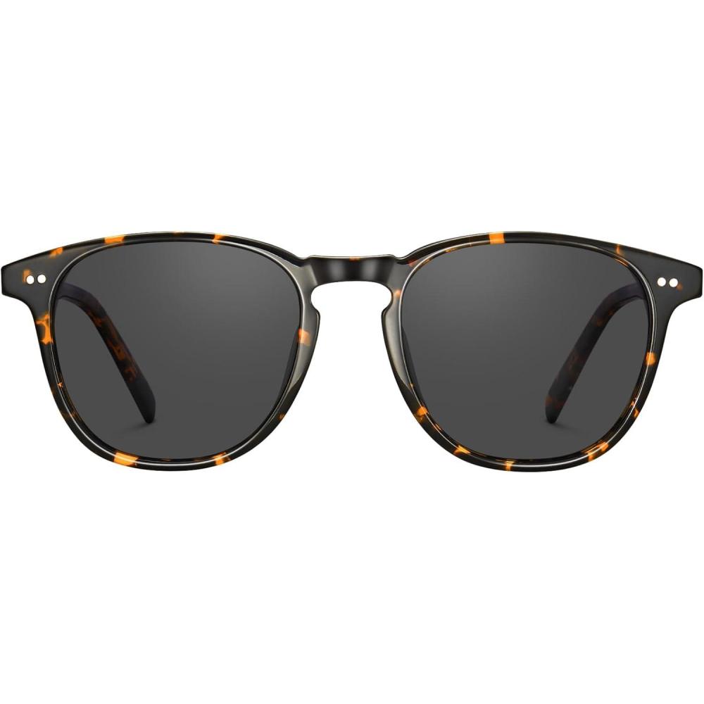 imageCARFIA Retro Cool Acetate Polarized Sunglasses for Men UV Protection Outdoor Fashion Driving Eyewears Male Square Sunnies81 Tortoise Frame Grey Lens