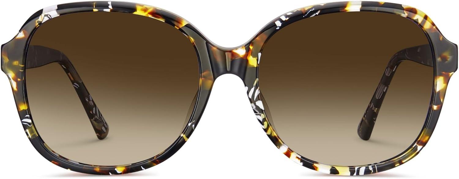 imageCARFIA Large Curved Acetate Polarized Sunglasses for Women UV Protection Retro Fashion Ladies Shades Driving Safety Eyewear1 Brown Tortoise Frame Gradient Brown Lens