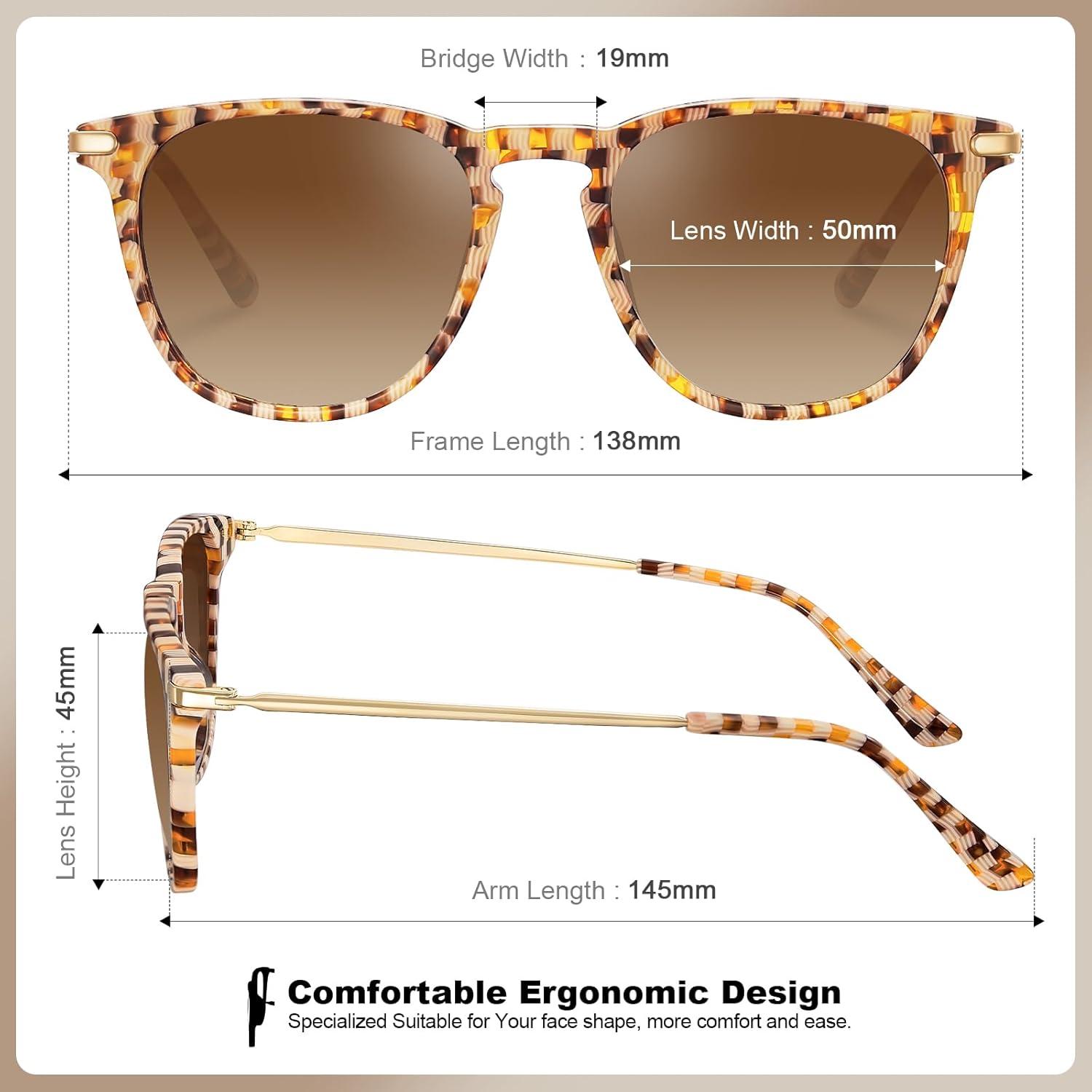 imageCARFIA Retro Lightweight Polarized Sunglasses for Women UV Protection Square Ladies Sunnies Outdoor Driving Eyewears CA32R40 Brown Checkers Frame Gradient Brown Lens