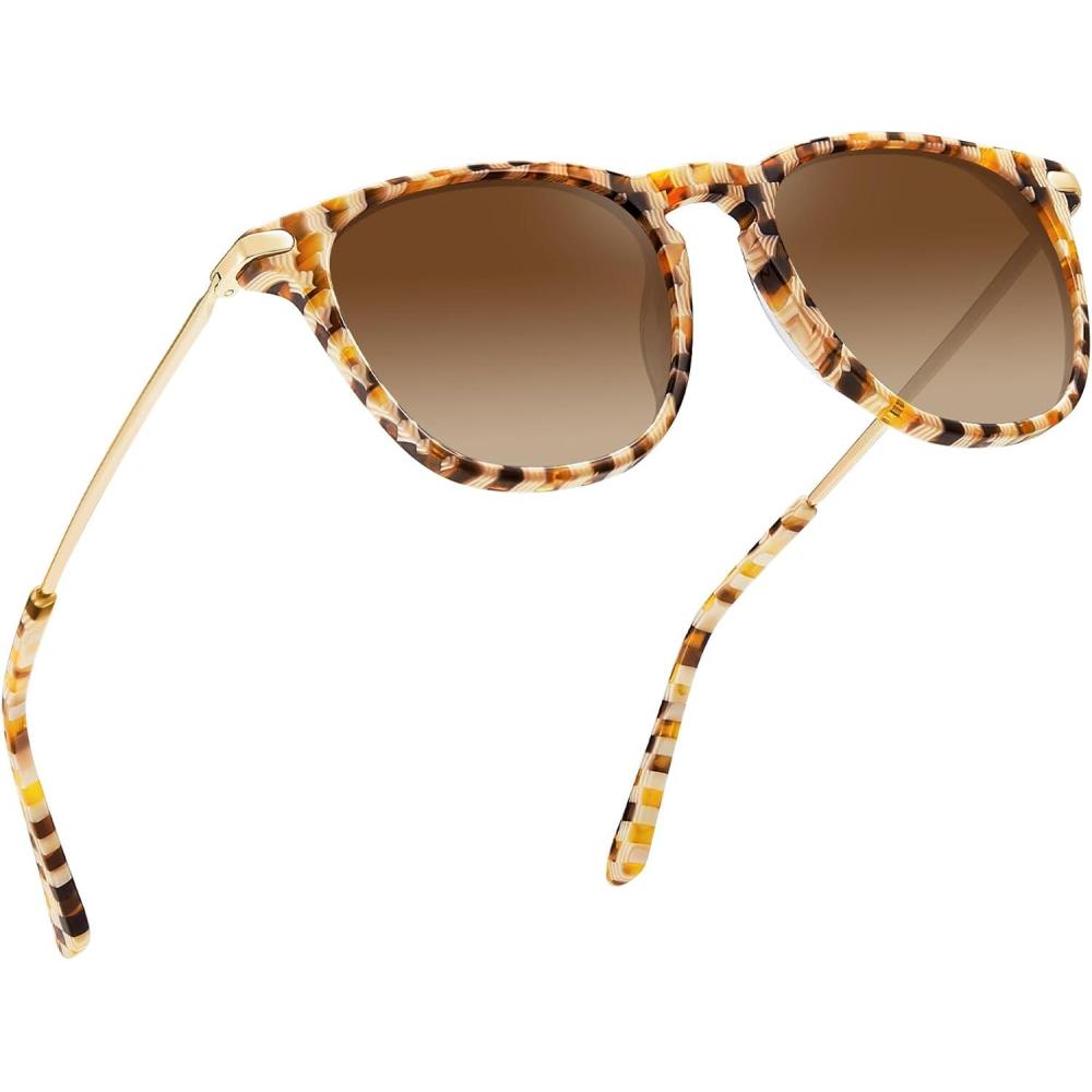 imageCARFIA Retro Lightweight Polarized Sunglasses for Women UV Protection Square Ladies Sunnies Outdoor Driving Eyewears CA32R40 Brown Checkers Frame Gradient Brown Lens