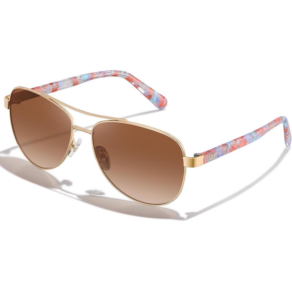 imageCARFIA Retro Trendy Pilot Sunglasses for Women Polarized UV Protection Lightweight Outdoor Driving Lady Sunnies Metal Frame7 Gold Frame Brown GradientredBlue Tortoise Legs