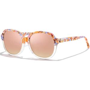 CARFIA Large Curved Acetate Polarized Sunglasses for Women UV Protection, Retro Fashion Ladies Shades Driving Safety Eyewear(5. Pink White Tortoise Frame Pink Mirrored-2)