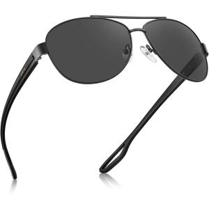 CARFIA Lightweight Retro Pilot Sunglasses for Women Polarized UV Protection, Trendy Outdoor Driving Lady Sunnies Metal Frame(Black)