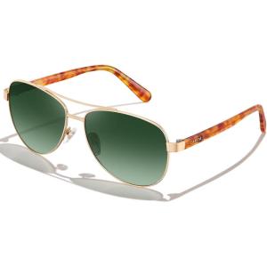 CARFIA Retro Trendy Pilot Sunglasses for Women Polarized UV Protection, Lightweight Outdoor Driving Lady Sunnies Metal Frame(6. Gold Frame Green Gradient-amber Tortoise Legs)